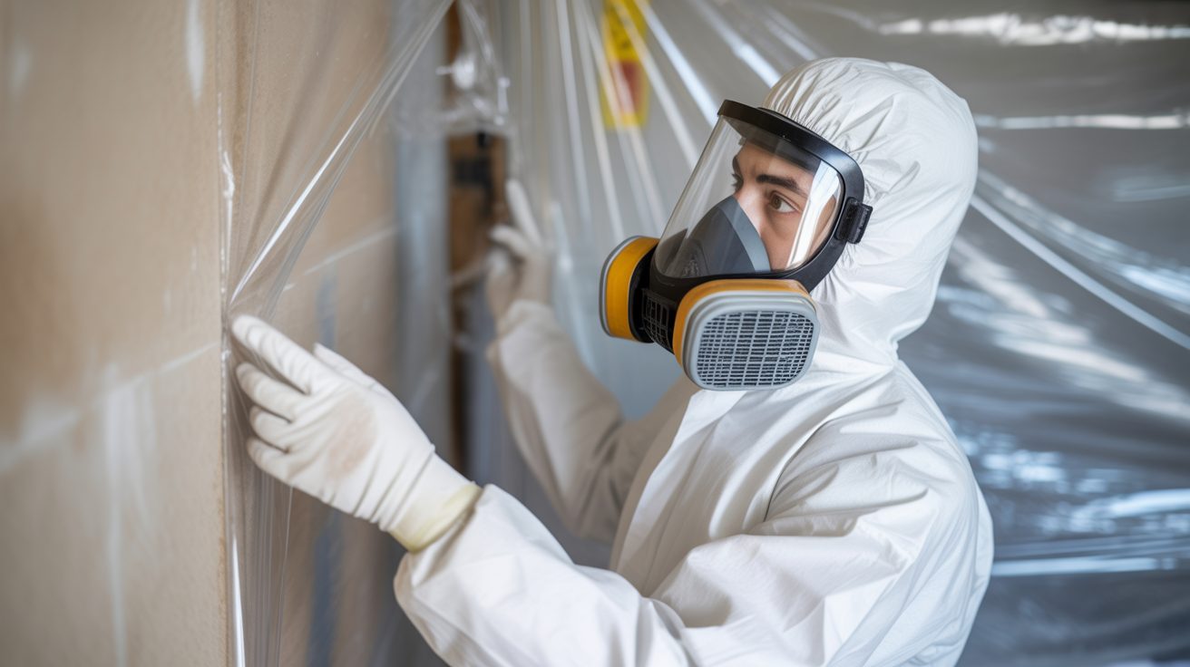 Mold Remediation technician at work in a San Antonio home